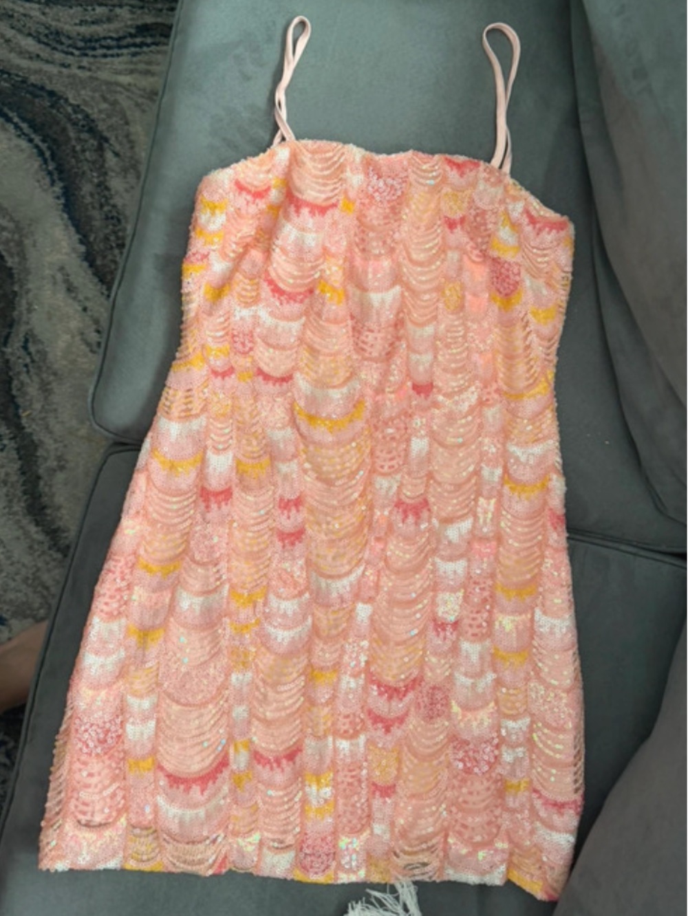 12th Tribe Pink & Yellow Sequin Mini Dress